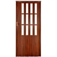 Schiebetür Falttür H. 203 cm Türbreite bis 100 cm Tür Mahagoni mit Fenster Schloss Neu - Braun