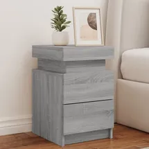 vidaXL Nachtschrank mit LED-Leuchten 35 x 39 x 55 cm Grau Sonoma