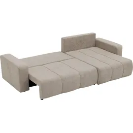 Mirjan24 Ecksofa Furyn Maxi, Eckouch mit Bettkasten und Schlaffunktion, Ottomane universal, L-Form (Farbe: Velo 621) - Beige