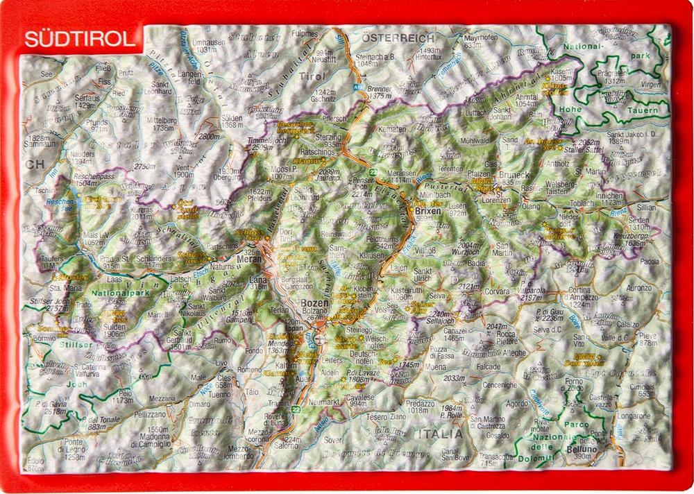 Georelief Reliefpostkarte Südtirol - buaah