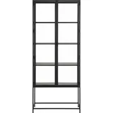 Actona GROUP, schwarz (esche schwarz, matt schwarz), B:77cm H:186cm T:35cm, Melamin, Metall, Schränke, mit Glastüren und Metallrahmen, 4 Einlegeböden, B: 77 x H: 185,6 cm