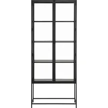 Actona GROUP, schwarz (esche schwarz, matt schwarz), B:77cm H:186cm T:35cm, Melamin, Metall, Schränke, mit Glastüren und Metallrahmen, 4 Einlegeböden, B: 77 x H: 185,6 cm