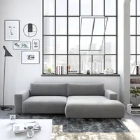 Ecksofa MUSTERRING "LUCIA zeitlos, bequem, schöne Detailverarbeitung Breite 296cm, L-Form", silber (silber samt), B:296cm H:81cm T:190cm, Flachgewebe VALMONT (60% Baumwolle/40% Leinen);Leder PURO, pigmentiertes Leder;Microfaser CRONA (100% Polyester);Flachgewebe FLORIS (100% Polyester);Leder BAX, pigmentiertes Leder, Sofas, Ecksofa