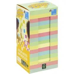 inFo 4er-Pack Haftnotizwürfel »Pastell Farbmix« 4 x 400 Blatt Vorteilspack blau, 7.5x7.5 cm