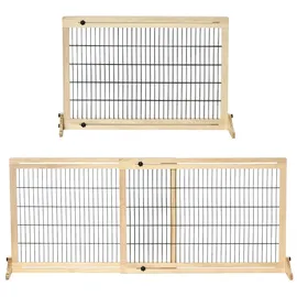 PawHut Hunde Absperrgitter Holz verstellbar 104-183 x 36 x 69 cm Braun