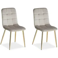 Homestyle4u Esszimmerstuhl 2er Set Beige/Gold