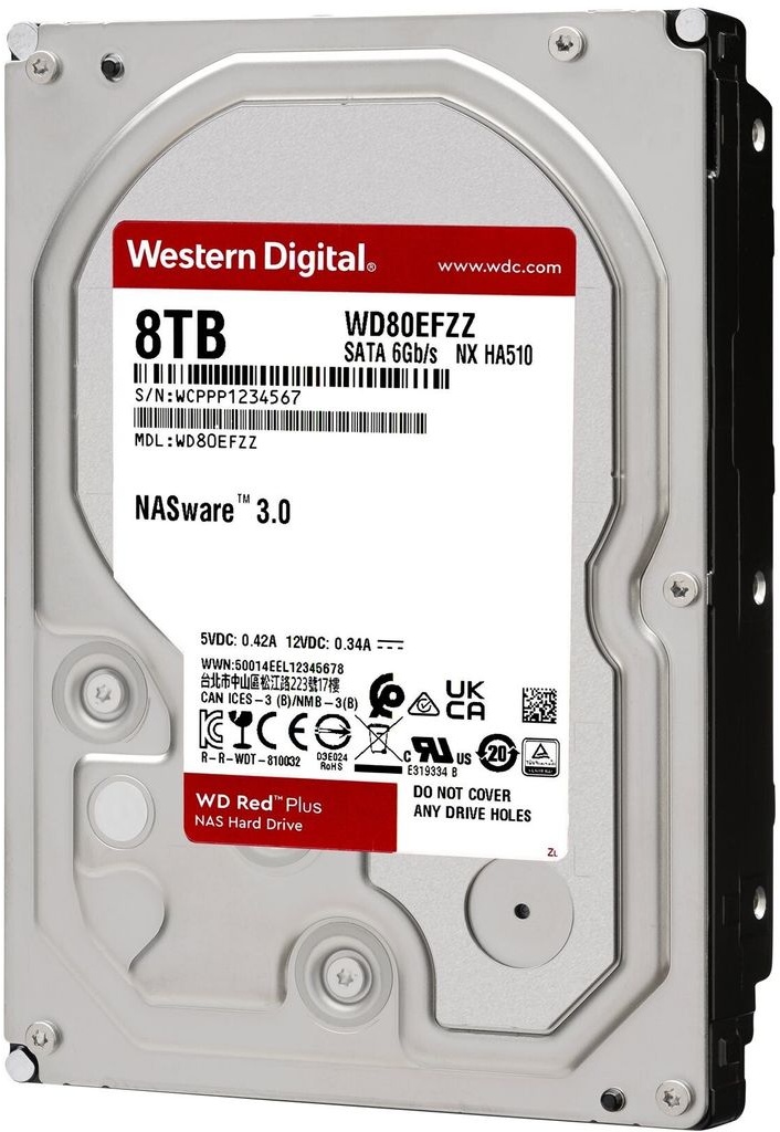 WESTERN DIGITAL Festplatte SATA-600 Red Plus (128 MB Cache) 8 TB 3,5" WD80EFZZ