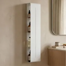 doporro Regal Schmal Weiß 4 Etagen, Schlankes Regal Badezimmer 90 x 20 x 9 cm, Badezimmer Regal aus Metall, Duschregal Wandregal zum Bohren für Dusche & Bad, Reglo-16