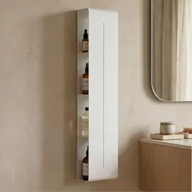 doporro Regal Schmal Weiß 4 Etagen, Schlankes Regal Badezimmer 90 x 20 x 9 cm, Badezimmer Regal aus Metall, Duschregal Wandregal zum Bohren für Dusche & Bad, Reglo-16