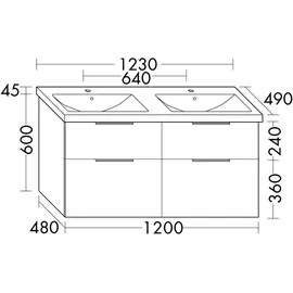 Burgbad Eqio Doppelwaschtisch 123 x 46 cm (SEYT123F2009C0001G0146)