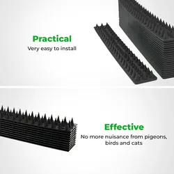 VerminBuster Anti-Kletterstreifen - 5 Meter - Schwarz - 10er-Pack - Für Wände und Zäune - Vogelspikes - Taubenspikes - Katzenabwehr