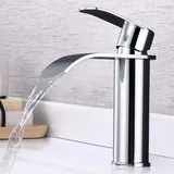 ARCORA Wasserhahn Bad, Hochdruck Waschtischarmatur wenig Lärm aus Edelstahl Einhandmischer Wasserfall Waschbeckenarmatur Armatur Waschbecken, Chrom