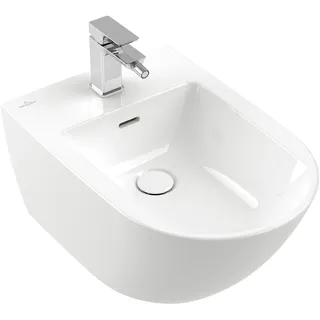 Villeroy & Boch Subway 3.0 Bidet, wandhängend, 1 Hahnloch, mit Überlauf, weiß Alpin CeramicPlus