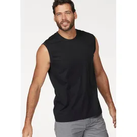 MAN'S WORLD Muscleshirt MAN'S WORLD, Herren, Gr. XL (56/58), schwarz (blau, schwarz), Single Jersey, Obermaterial: 100% Baumwolle, bedruckt, Basic, regular fit, Rundhals, Shirts, ärmellos, bedruckt, Rundhalsausschnitt, aus 100% Baumwolle, Topseller