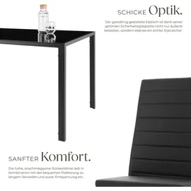 Tectake tectake® Esszimmergruppe, 7-teilig, gepolstert mit Kunstlederbezug, bodenschonende Kunststoffkappen