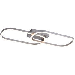 Deckenleuchte Deckenlampe LED Wohnzimmerleuchte zwei Rechtecke Designlampe, Metall silber opal, 1x LED 24 W 970 lm 3000 K, LxH 62,6x6 cm