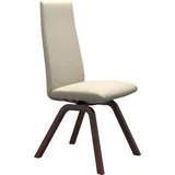 Polsterstuhl STRESSLESS "Laurel", beige (cream batick, walnuss), B:49cm H:105cm T:60cm, Leder BATICK: BATICK ist ein leicht korrigiertes, durchgefärbtes und genarbtes Möbelleder, bei dem die meisten Unebenheiten und Spuren in der Regel entfernt wurden., Stühle, Polsterstuhl, High Back, Größe M, mit schräggestellten Beinen in Walnuss