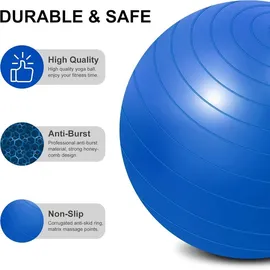 luxuskollektion Gymnastikball mit Fußpumpe, 55cm/65cm Anti-Burst Yoga