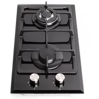 Gaskochfeld 2 flammig Gaskocher Einbauherd f. Propangas/Erdgas (Einbaukochfeld aus Glas Gasherd, Kochfeld Campingkocher, Kocher 20 u. 50 mbar)