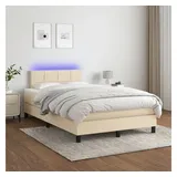 vidaXL Boxspringbett mit Matratze & LED Creme 120x200 cm Stoff