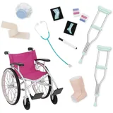 Battat BD37432Z 44981 Our Generation Medical Pflege-Set mit Rollstuhl, Krücken und mehr, bunt