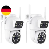 Reobiux 3K Überwachungskamera Aussen Mit Doppelobjektiv, PTZ Outdoor WLAN IP Kam