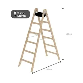 Proregal Sprossen-Stehleiter Holz 2 x 6 Sprossen