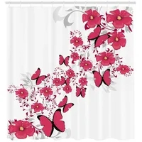 ABAKUHAUS Duschvorhang 175 x 240 cm pink und weiß