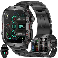 Smartwatch Herren mit Telefonfunktion, 1,96 Fitnessuhr Smart Watch Fitness Tracker 123 Sportmodi Aktivitätstracker 5ATM Wasserdicht mit Schlafmonitor Schrittzähler Armbanduhr für IOS Android (Schwarz)