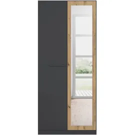 Rauch Drehtürenschrank RAUCH "Kleiderschrank Schrank Garderobe Garderobenschrank Stauraumwunder MODI", grau (graumetallic, eiche artisan), B:91cm H:210cm T:54cm, Holzwerkstoff, Schränke, Drehtürenschrank, optional mit Spiegel MADE IN GERMANY