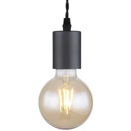ETC Shop Wandleuchte hängend Wandlampe aus Holz mit Schraubzwinge schwarz, 1x E27, Textilkabel schwarz, 14x28x15cm, Flur Schlafzimmer Treppenhaus Wohnzimmer