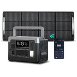 OUKITEL P1000 Plus Solargenerator mit 220W Solarpanel, 1024Wh LiFePO4-Batterie,1800W Tragbare Powerstation, Schnellladung von 0-80% in 45 Min. Ultra-Leise für Camping, Wohnmobile & Stromausfälle