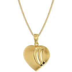trendor 68198 Damen Herz-Anhänger Gold 333 mit vergoldeter Silberkette, 40 cm