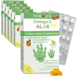 NORSAN Omega 3 vegan KIDS JELLY 45 hochdosiert (6x45 Stück) / Omega 3 vegan hochdosiert 220mg pro Kaugeleedrops/veganes Omega 3 mit EPA & DHA/Omega 3 Kids mit Tutti-Frutti-Geschmack