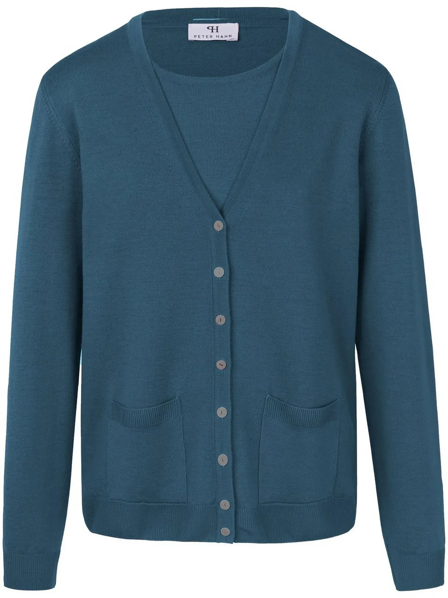 Twinset aus 100% Schurwolle-Pure Tasmanian Wool Peter Hahn blau