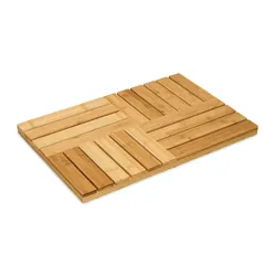 Relaxdays Bambus Badematte, 61 x 40 cm, rutschfeste Duschmatte für Badewanne, Dusche, Sauna, indoor & outdoor, natur