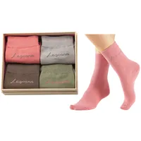 LASCANA Basicsocken Damen 1x walnuss, 1x mint, 1x koralle, 1x blau grau Gr.39-42