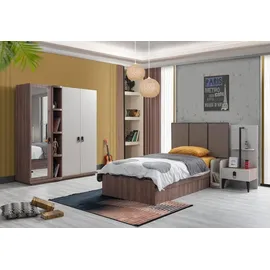 JV Möbel Kinderzimmer Set Bett Nachttisch Kleiderschrank, Braun Modern Hochwertig Möbel
