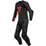 Dainese Laguna Seca 5 1-Teiler Perforierte Motorrad Lederkombi, schwarz-rot, Größe 62 für Männer