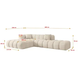 altdecor Ecksofa in L-Form Corner Sofa Bett Eckcouch Couch Wohnlandschaft Cauchsofa Olea-L2-309x190x70 cm Beige