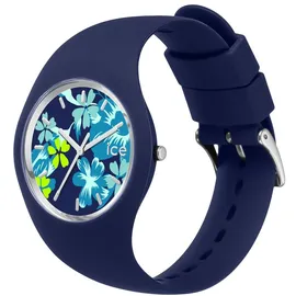 ICE-Watch - ICE flower Midnight lime - Blaue Damenuhr mit Silikonarmband - 021741 (Medium)