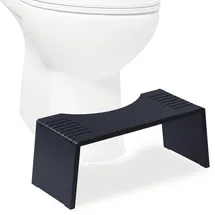 Relaxdays Toilettenhocker klappbar Bambus rutschfest schwarz