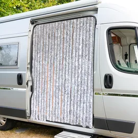 Lemodo Flauschvorhang 90x200cm hellgrau-weiß meliert, Fliegenschutz, Türvorhang Wohnwagen
