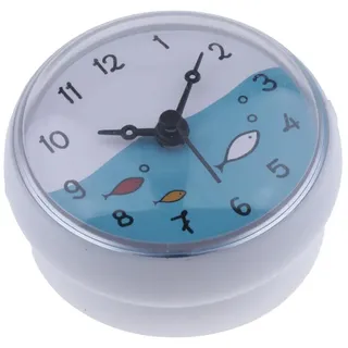 Sharplace Badezimmer-Uhr, Wasserdicht Duschuhr, Bad Wanduhr mit Saugnäpfe, Badezimmeruhr, Pooluhr, Küchenuhr, Quarz Wanduhr für Zuhause, Bad, Küche, Wohnzimmer, Schlafzimmer, Weiß, 75 x 35 mm