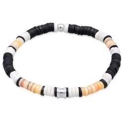 Kuzzoi Bead-Armband-Set Herren Heishi Fimo Beads Vintage Surfer 925 Silber schwarz 23
