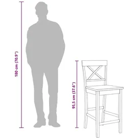 vidaXL Barhocker 2 Stk. Natur Massivholz Gummibaum