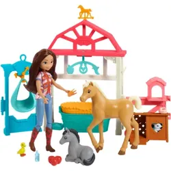 MATTEL HCH37 Spirit Luckys Tierbaby-Pflegestation mit Pony & Fohlen