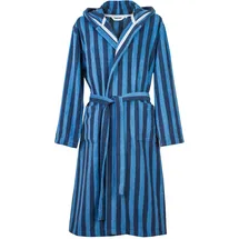 Tom Tailor Bademantel für Damen und Herren, Gr. M, 100% Baumwolle/Frottier, mit Kapuze, CLASSIC BATHROBE MEDIUM STRIPES Blau (Dark Navy & Cool Blue)