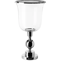 Windlicht FINK "SAMANTA", silber (silberfarben), H:48cm Ø:26cm, Aluminium, Glas, Kerzenhalter, Kerzenhalter aus Aluminium und Glas