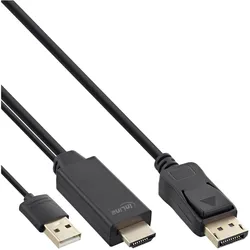 InLine HDMI zu DisplayPort Konverter Kabel - 4K/30Hz - schwarz - 2m